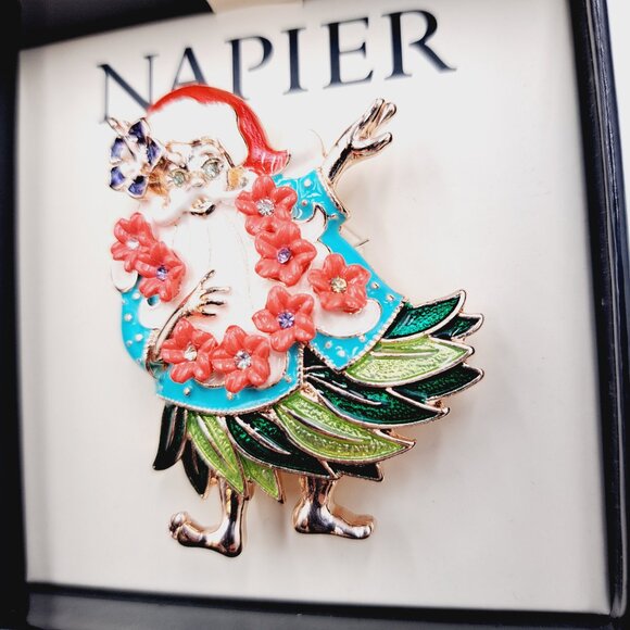 Polynesian Christmas Hawaiian Hula Santa Claus Winter Holiday Rose Gold Pin - Picture 2 of 7